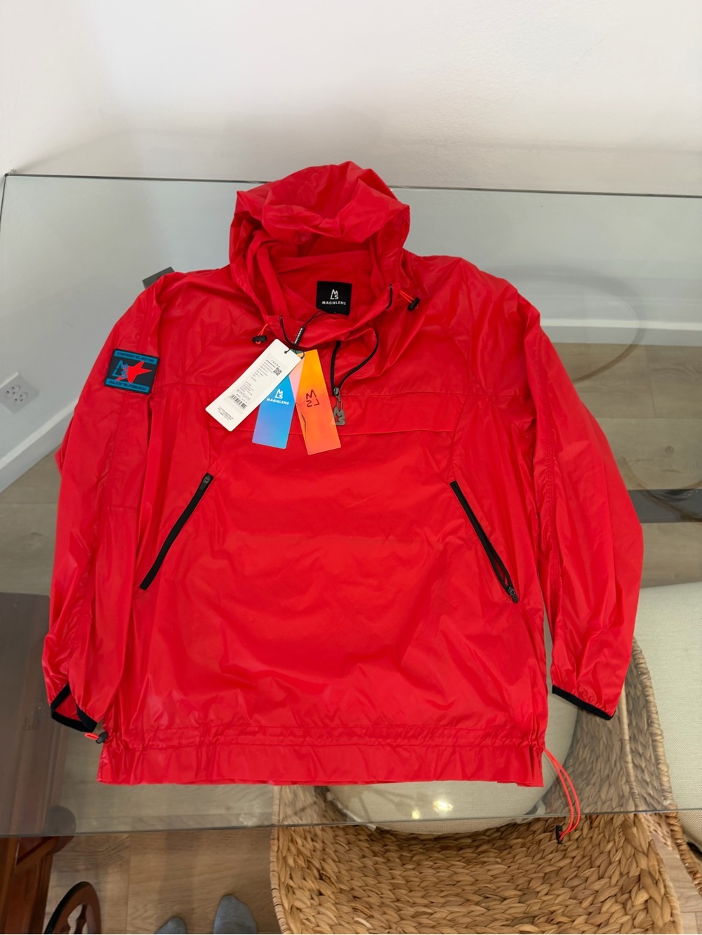 MAGNLENS Hooded Anorak Windbreaker Jacket Rose Red NWT Size S Unisex